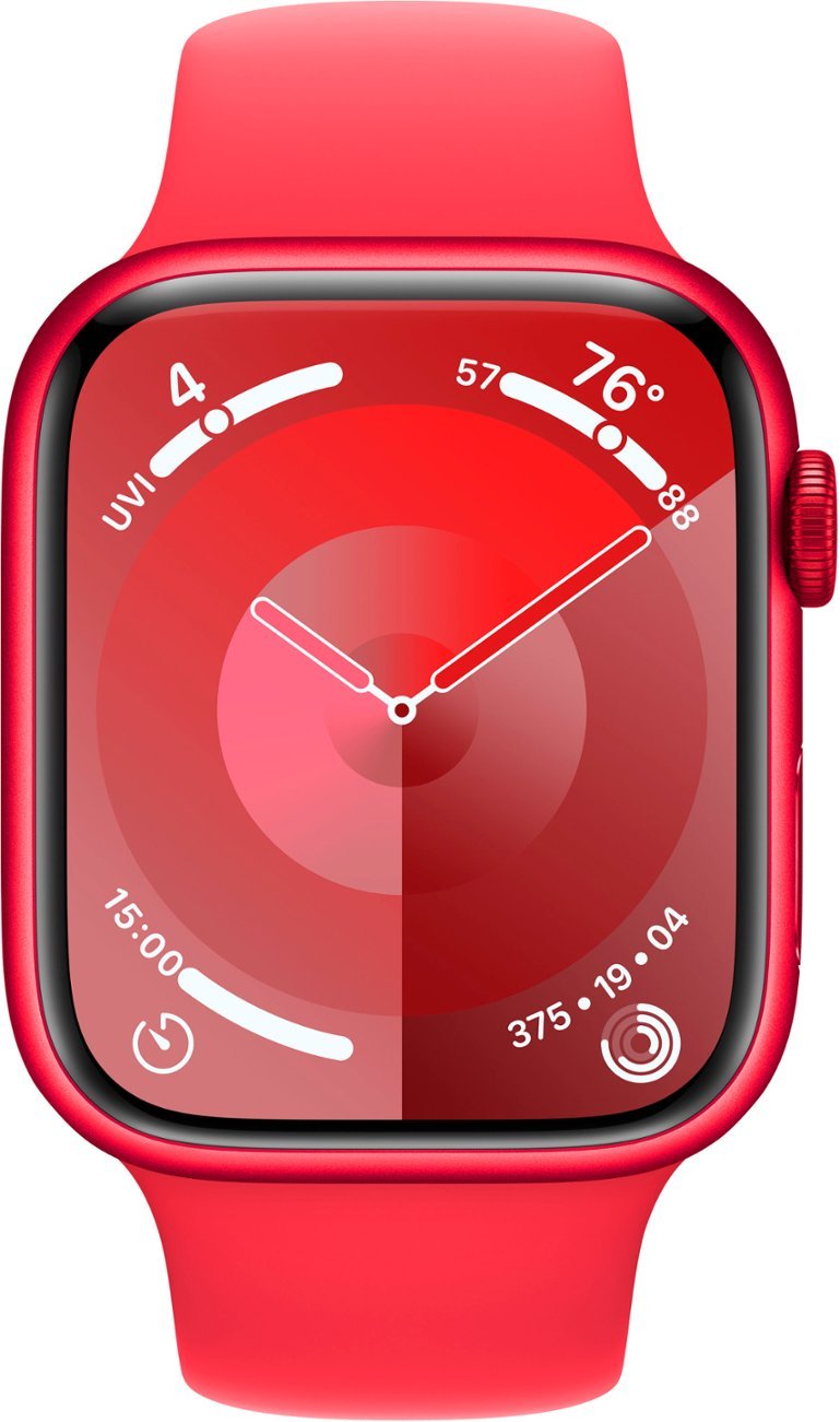 Apple Watch Series 9 (GPS) 45mm (PRODUCT)RED Aluminum Case with (PRODUCT)RED Sport Band - S/M - (PRODUCT)RED