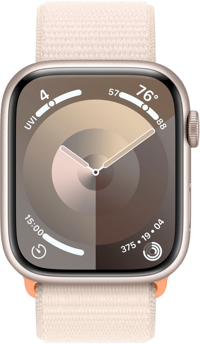 Apple Watch Series 9 (GPS) 45mm Starlight Aluminum Case with Starlight Sport Loop - Starlight
